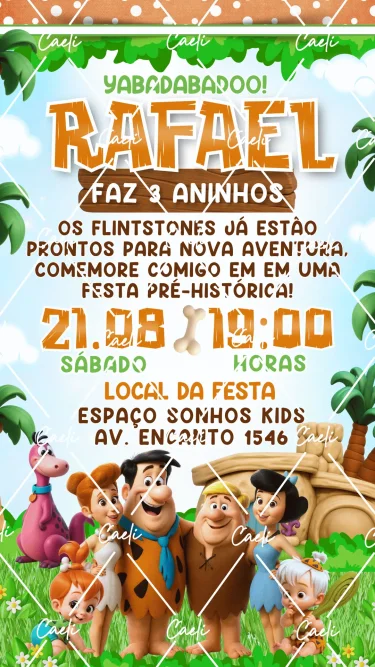 Convite Digital Os Flintstones