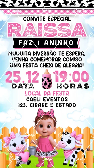 Convite Digital Vaquinha Rosa