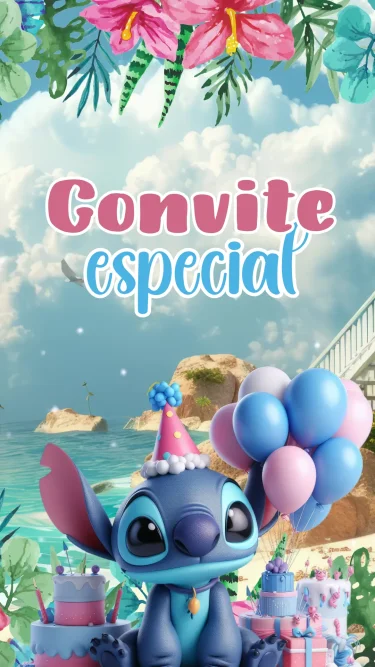 Convite Lilo e Stitch Animado 1