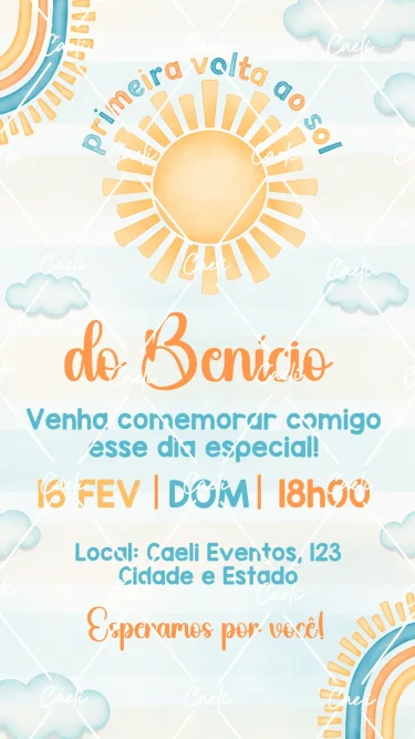 Convite Digital Primeira Volta ao Sol Menino 1