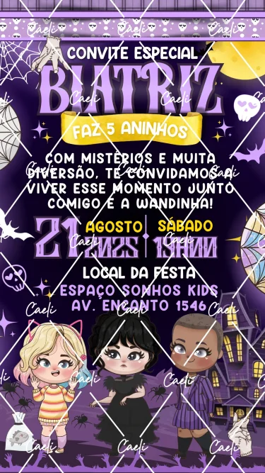 Convite Digital Wandinha Cute