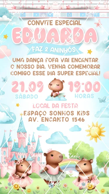 Convite Digital Capivara Bailarina