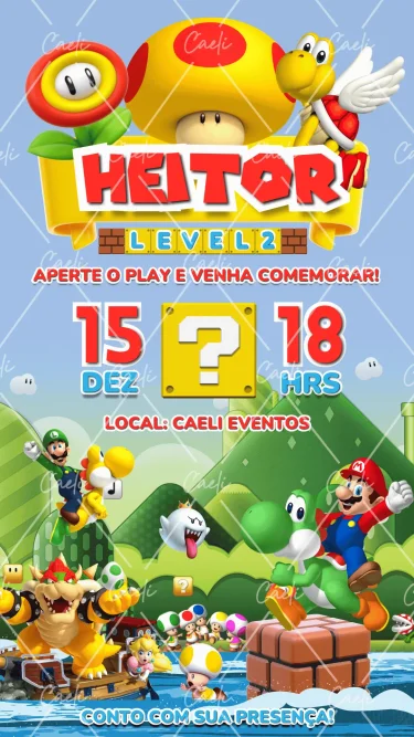 Convite Digital Super Mario 2