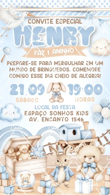 Convite Digital Chá de Bebê Azul