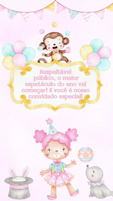 Convite Animado Circo Rosa 2
