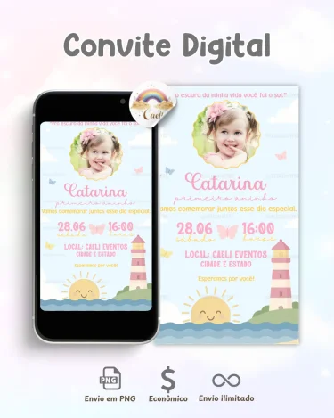 Convite Digital Meu Sol Menina
