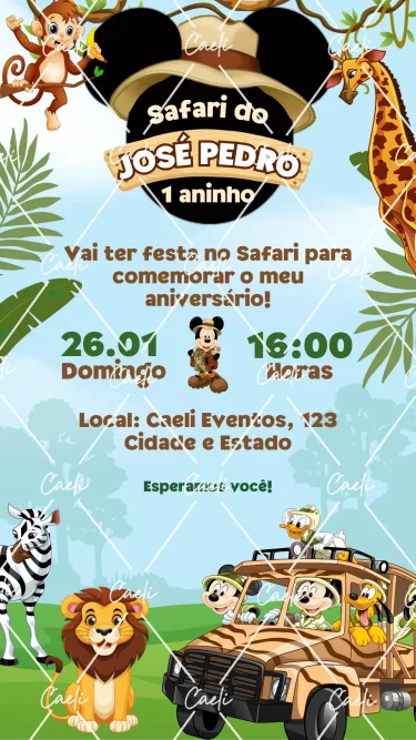 Convite Digital Mickey Safari 2