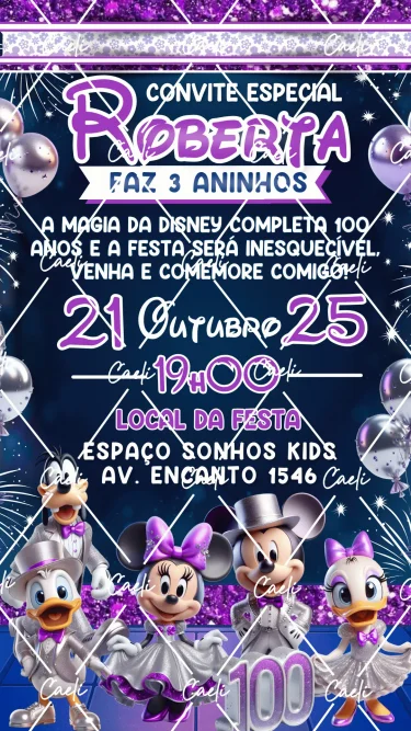 Convite Digital Disney 100 Anos