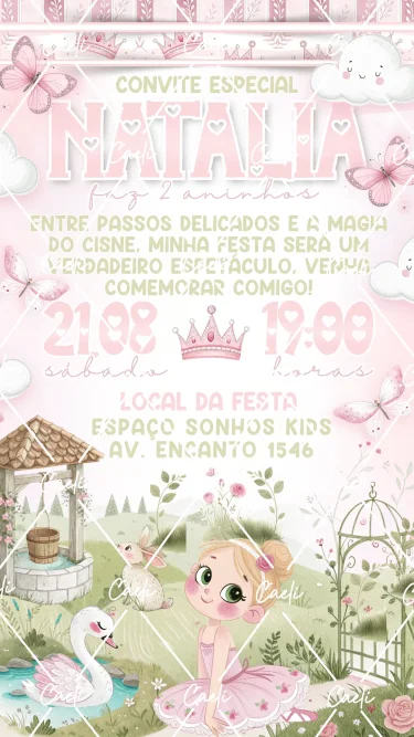 Convite Digital Bailarina e o Cisne