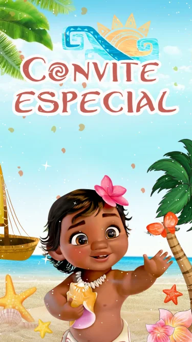 Convite Animado Moana Baby