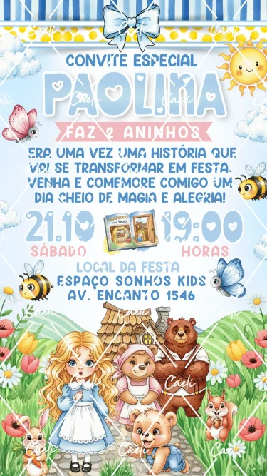 Convite Digital Cachinhos Dourados