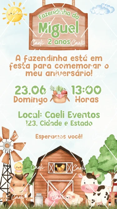 Convite Digital Fazendinha Menino 1
