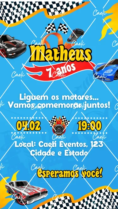 Convite Digital Hot Wheels 2