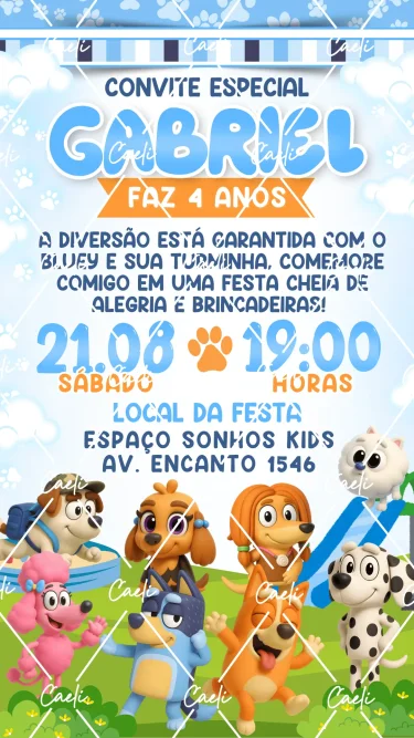 Convite Digital Bluey Cute