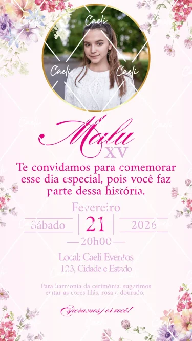 Convite Debutante 15 Anos Floral Delicado
