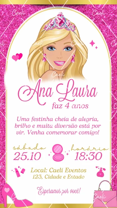 Convite Digital Barbie 1