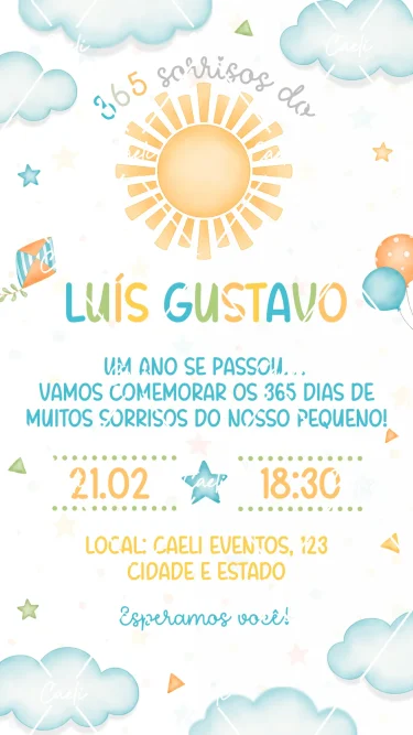 Convite 365 sorrisos Menino 1
