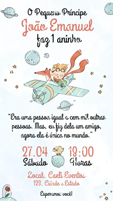 Convite Digital Pequeno Príncipe 2
