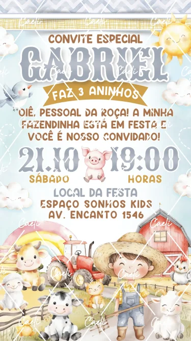Convite Digital Fazendinha Cute 2