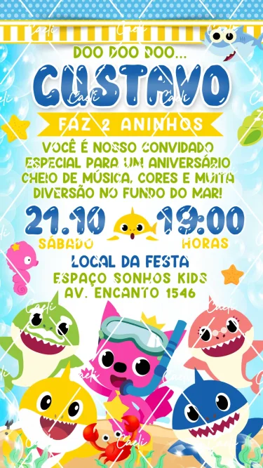Convite Digital Baby Shark Menino 1