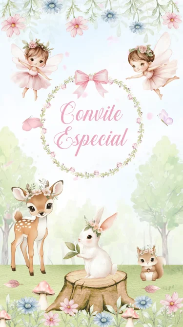 Convite Animado Bosque Encantado Menina 2
