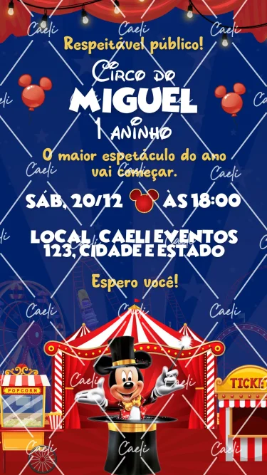 Convite Digital Circo do Mickey