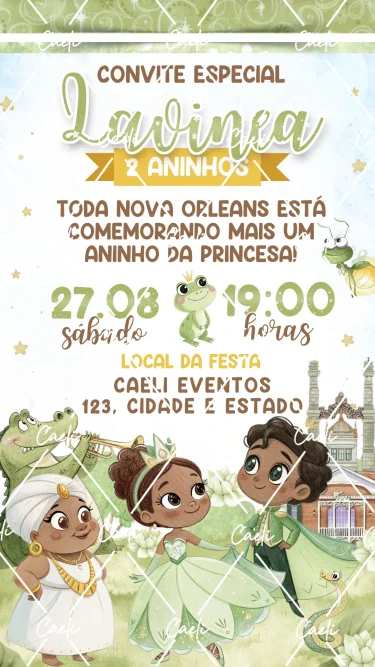 Convite Digital A Princesa e o Sapo Cute