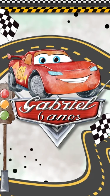 Convite Animado Carros Aquarela
