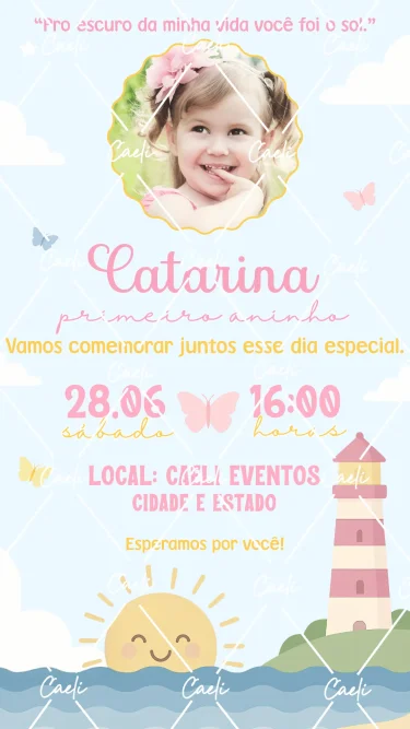 Convite Digital Meu Sol Menina