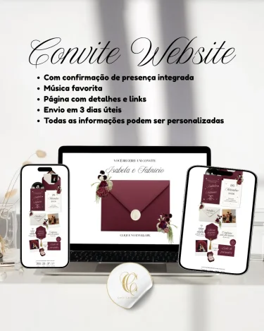 Convite Site de Casamento Vinho