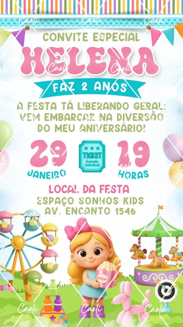 Convite Digital Parque de Diversões