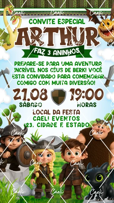 Convite Digital Como Treinar o Seu Dragão