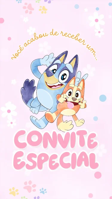 Convite Animado Bluey Menina