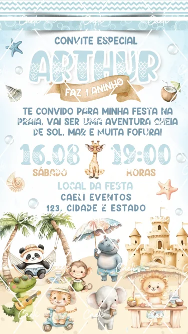 Convite Digital Safari Pool Party