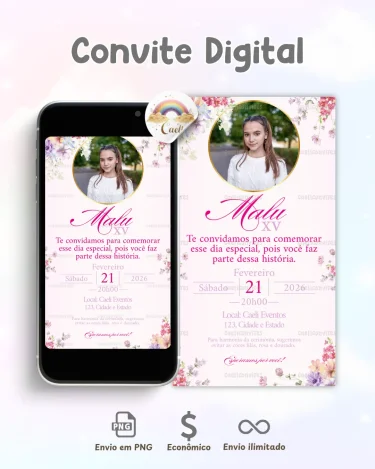 Convite Debutante 15 Anos Floral Delicado