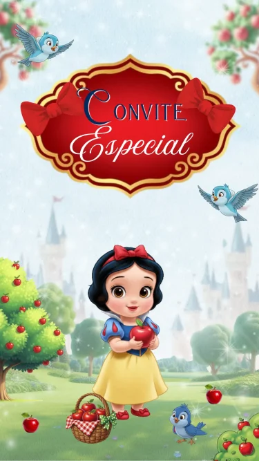 Convite Animado Branca de neve baby