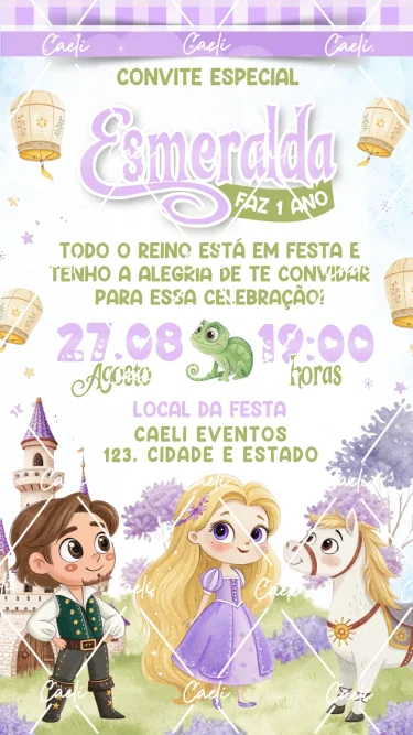 Convite Digital Rapunzel Cute 2