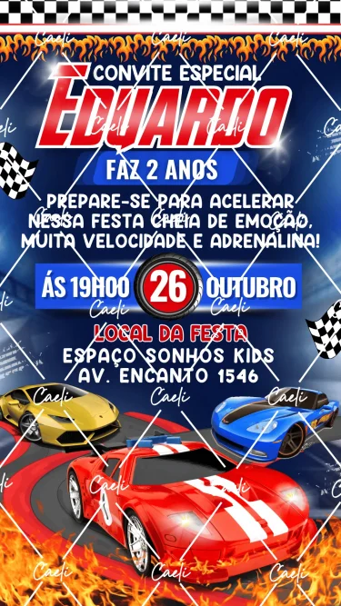 Convite Digital Hot Wheels