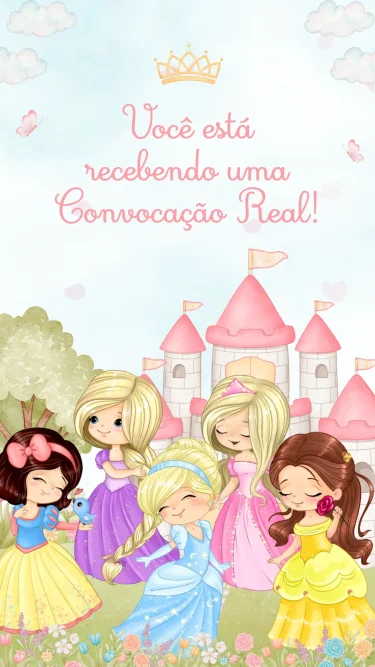 Convite Animado Princesas da Disney Cute