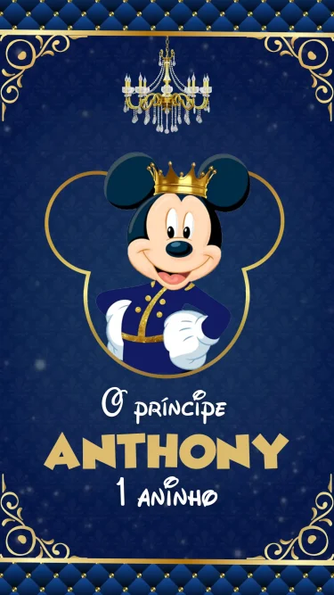 Convite Animado Mickey Realeza