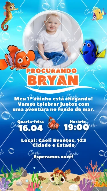 Convite Digital Procurando Nemo