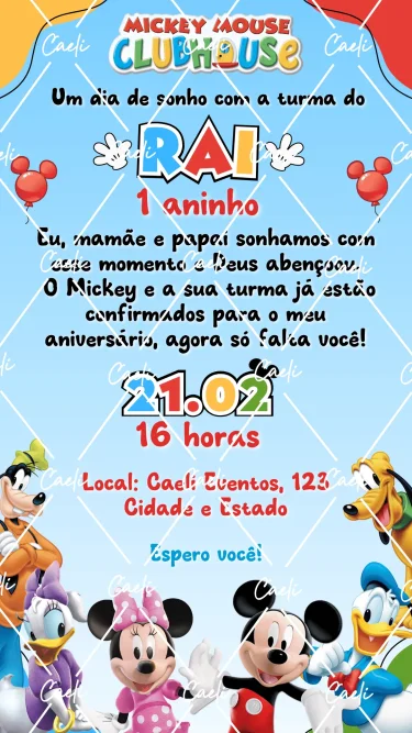Convite Digital Turma do Mickey
