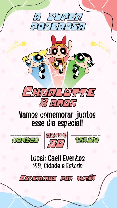 Convite Digital Meninas Super Poderosas
