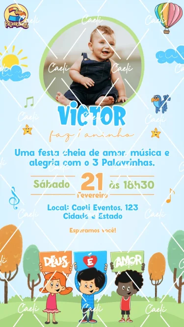 Convite Digital 3 Palavrinhas 1