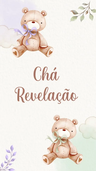 Convite Animado Chá Revelação Lilás e Verde