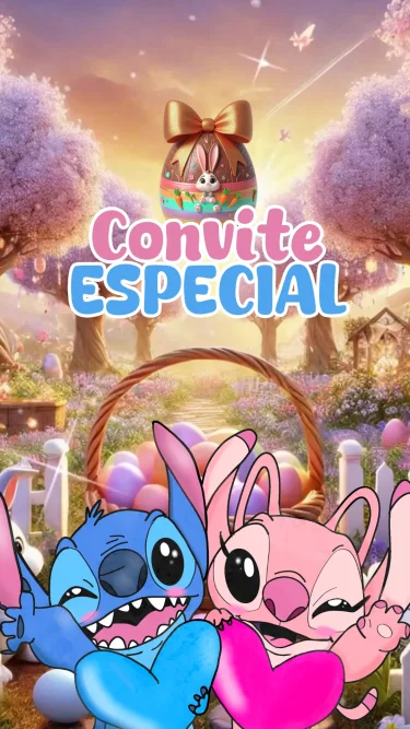 Convite Stitch e Angel Pascoa Animado