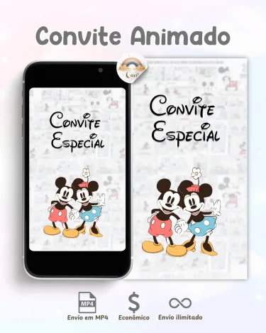 Convite Animado Mickey Vintage