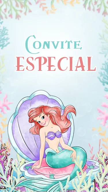 Convite Animado Ariel Aquarela
