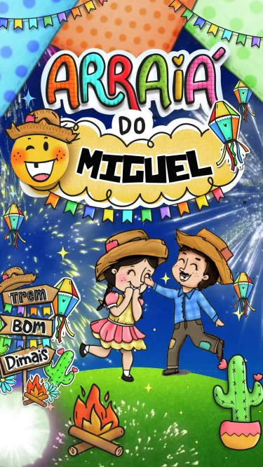 Convite Animado Arraiá Festa Junina Azul