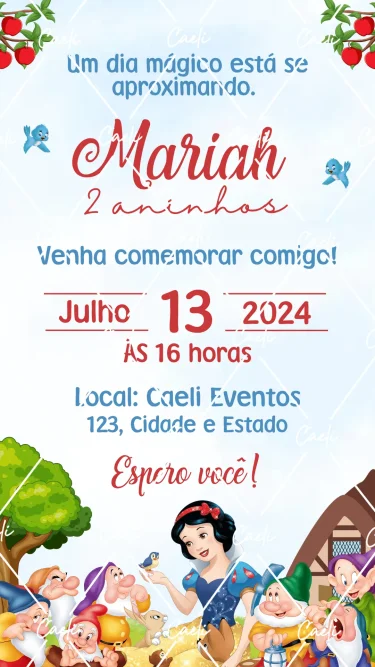 Convite Digital Branca de Neve 2